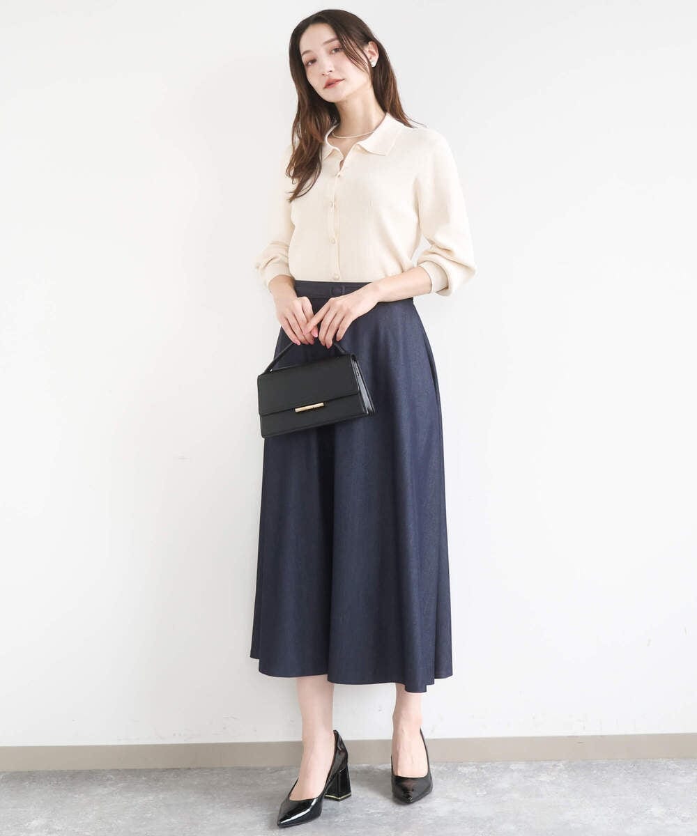 F1SGD31150 MK MICHEL KLEIN(小さいサイズ)(メゾン ドゥ サンク) 【小さいサイズ】襟付きニットプルオーバー/洗える ライトブルー