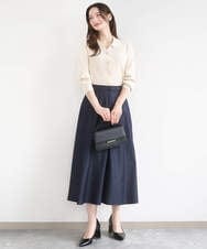 F1SGD31150 MK MICHEL KLEIN(小さいサイズ)(メゾン ドゥ サンク) 【小さいサイズ】襟付きニットプルオーバー/洗える ライトブルー