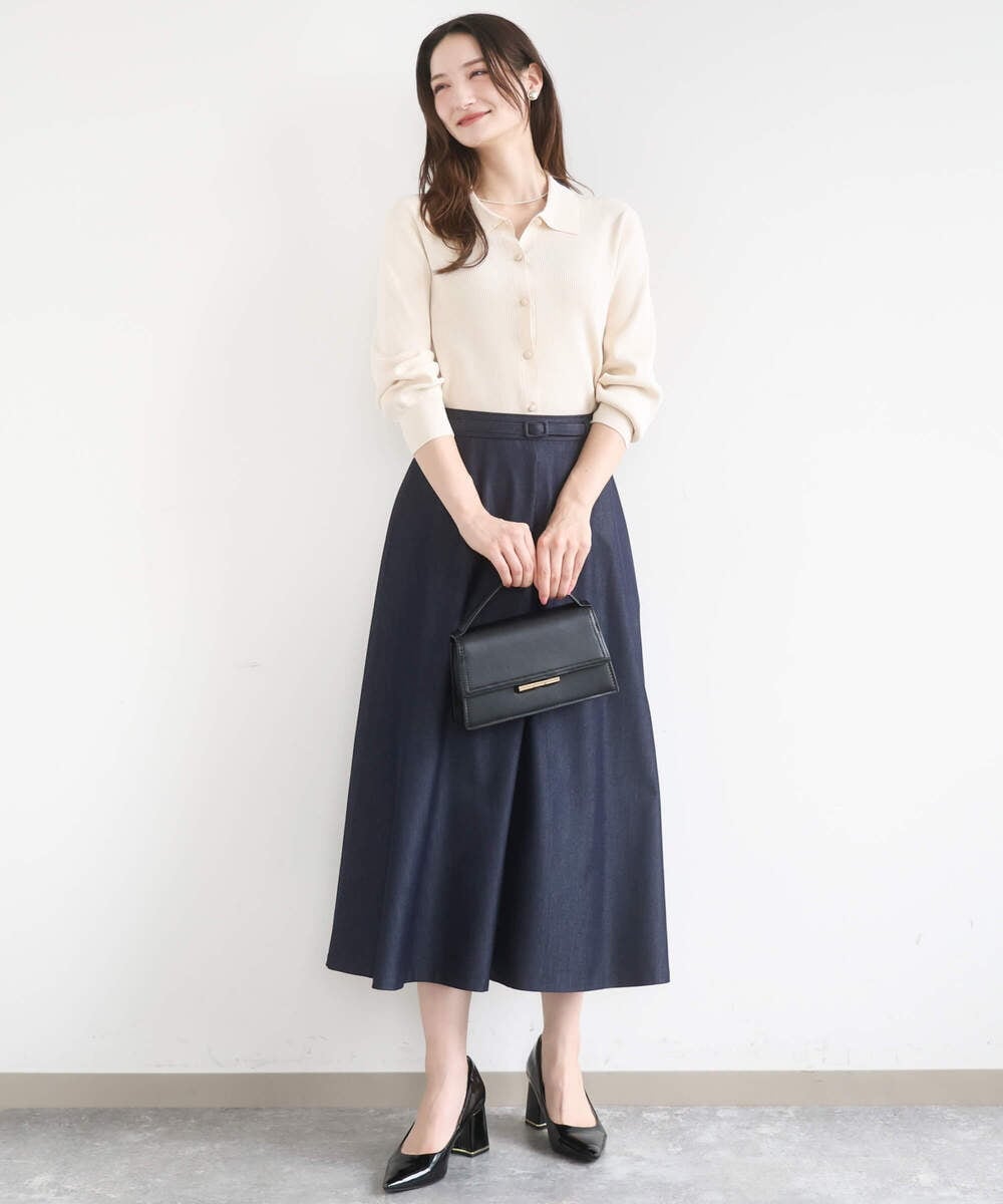 F1SGD31150 MK MICHEL KLEIN(小さいサイズ)(メゾン ドゥ サンク) 【小さいサイズ】襟付きニットプルオーバー/洗える ライトブルー