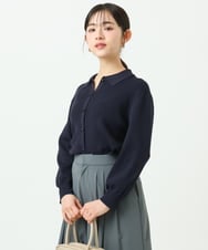 F1SGD31150 MK MICHEL KLEIN(小さいサイズ)(メゾン ドゥ サンク) 【小さいサイズ】襟付きニットプルオーバー/洗える ライトブルー