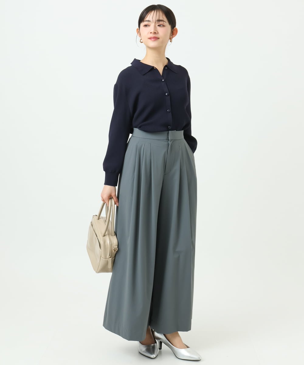 F1SGD31150 MK MICHEL KLEIN(小さいサイズ)(メゾン ドゥ サンク) 【小さいサイズ】襟付きニットプルオーバー/洗える ライトブルー