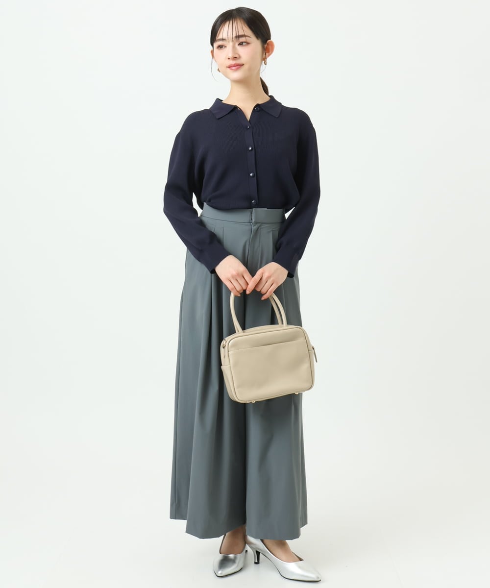 F1SGD31150 MK MICHEL KLEIN(小さいサイズ)(メゾン ドゥ サンク) 【小さいサイズ】襟付きニットプルオーバー/洗える ライトブルー