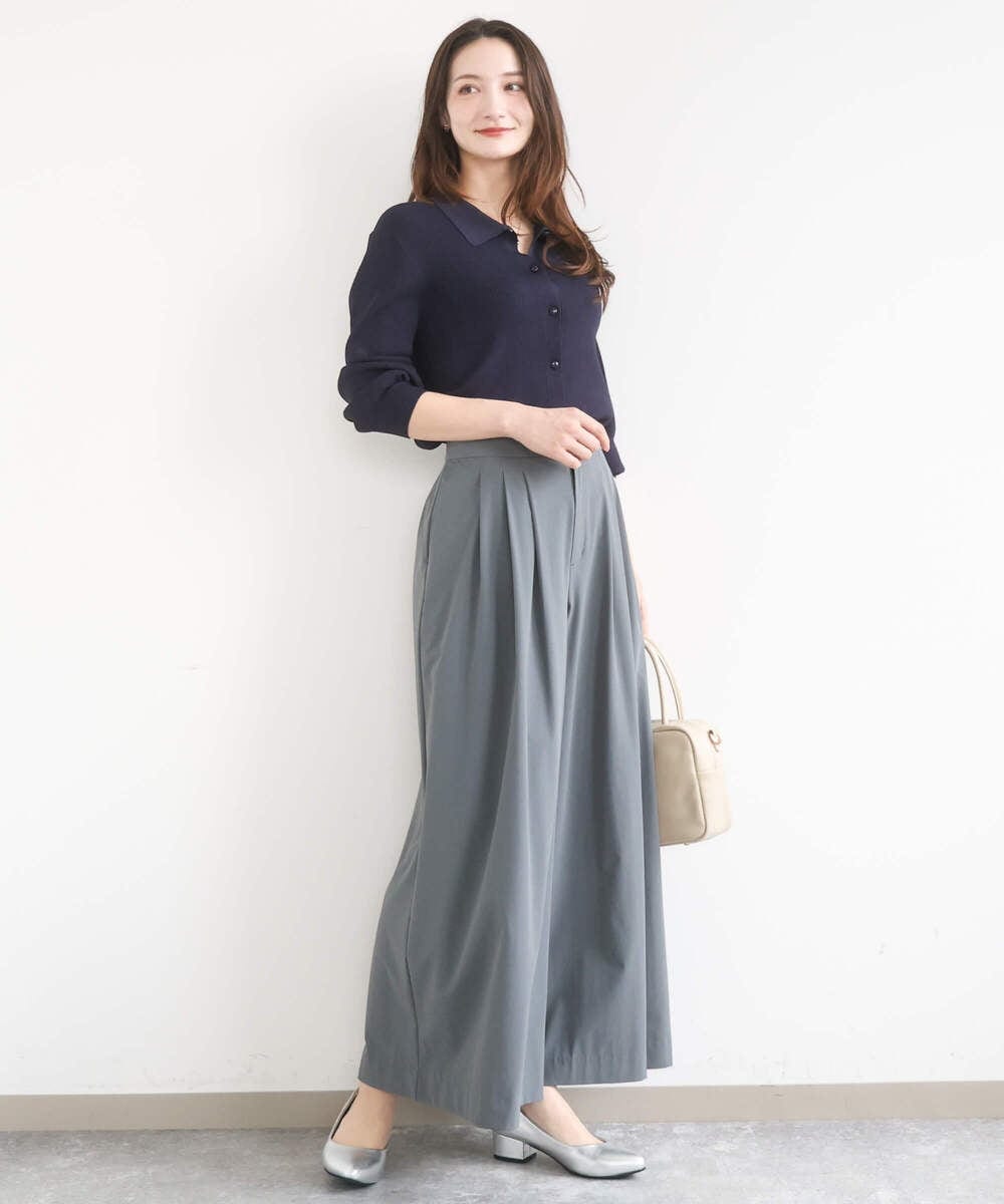 F1SGD31150 MK MICHEL KLEIN(小さいサイズ)(メゾン ドゥ サンク) 【小さいサイズ】襟付きニットプルオーバー/洗える ライトブルー