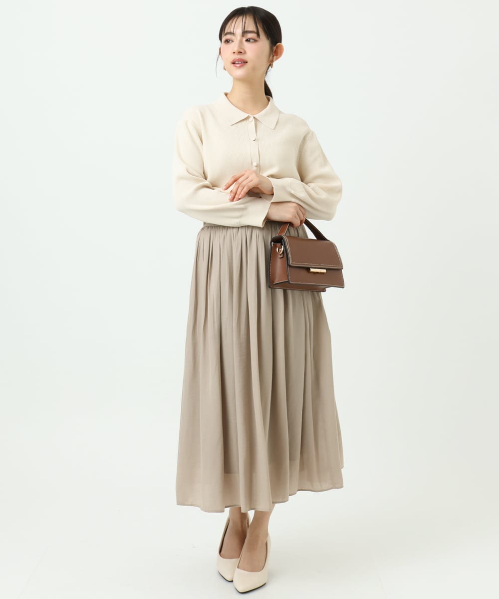 F1SGD31150 MK MICHEL KLEIN(小さいサイズ)(メゾン ドゥ サンク) 【小さいサイズ】襟付きニットプルオーバー/洗える ライトブルー