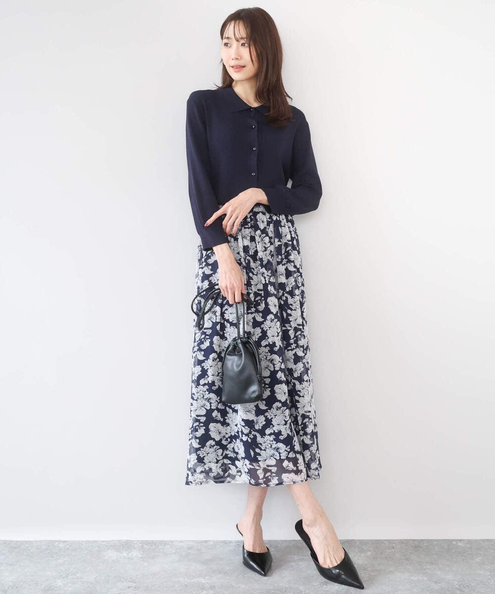 F1SGD31150 MK MICHEL KLEIN(小さいサイズ)(メゾン ドゥ サンク) 【小さいサイズ】襟付きニットプルオーバー/洗える ライトブルー