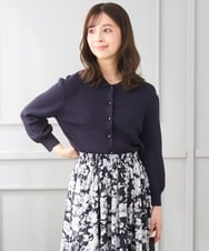 F1SGD31150 MK MICHEL KLEIN(小さいサイズ)(メゾン ドゥ サンク) 【小さいサイズ】襟付きニットプルオーバー/洗える ライトブルー