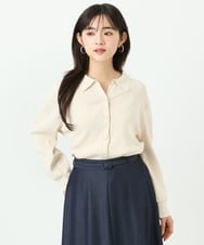 F1SGD31150 MK MICHEL KLEIN(小さいサイズ)(メゾン ドゥ サンク) 【小さいサイズ】襟付きニットプルオーバー/洗える ライトブルー