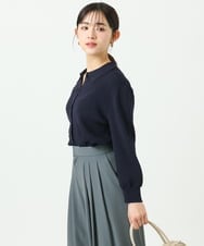 F1SGD31150 MK MICHEL KLEIN(小さいサイズ)(メゾン ドゥ サンク) 【小さいサイズ】襟付きニットプルオーバー/洗える ライトブルー