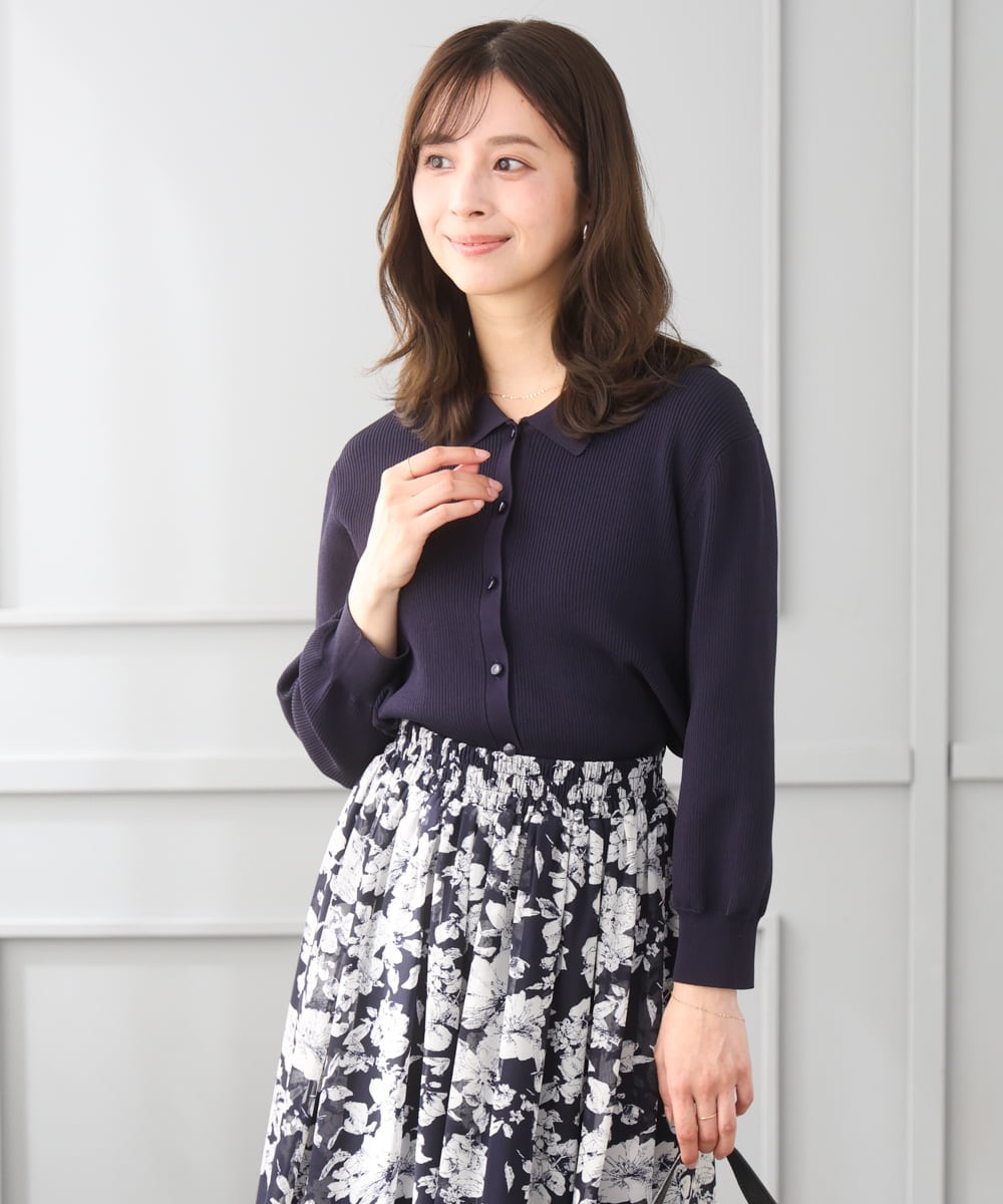 F1SGD31150 MK MICHEL KLEIN(小さいサイズ)(メゾン ドゥ サンク) 【小さいサイズ】襟付きニットプルオーバー/洗える ライトブルー