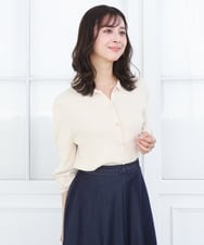 F1SGD31150 MK MICHEL KLEIN(小さいサイズ)(メゾン ドゥ サンク) 【小さいサイズ】襟付きニットプルオーバー/洗える ライトブルー