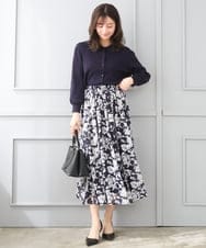 F1SGD31150 MK MICHEL KLEIN(小さいサイズ)(メゾン ドゥ サンク) 【小さいサイズ】襟付きニットプルオーバー/洗える ライトブルー