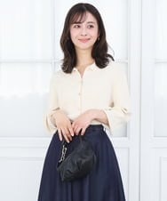 F1SGD31150 MK MICHEL KLEIN(小さいサイズ)(メゾン ドゥ サンク) 【小さいサイズ】襟付きニットプルオーバー/洗える ライトブルー