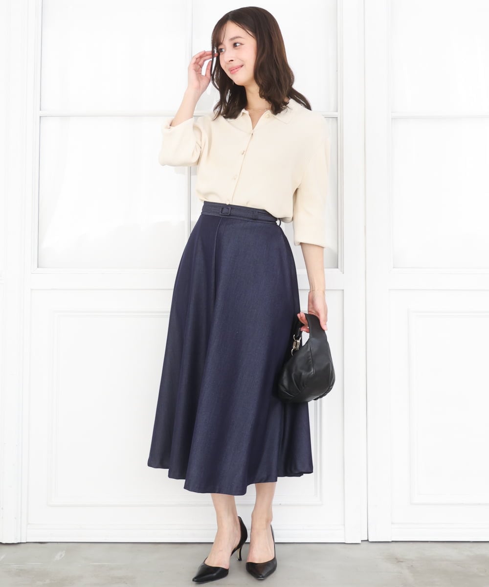 F1SGD31150 MK MICHEL KLEIN(小さいサイズ)(メゾン ドゥ サンク) 【小さいサイズ】襟付きニットプルオーバー/洗える ライトブルー