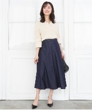 F1SGD31150 MK MICHEL KLEIN(小さいサイズ)(メゾン ドゥ サンク) 【小さいサイズ】襟付きニットプルオーバー/洗える ライトブルー