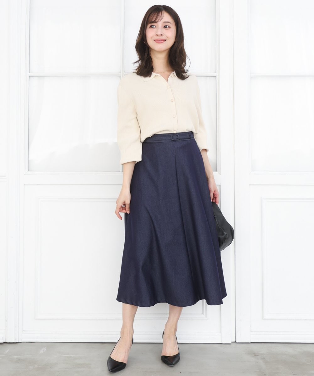 F1SGD31150 MK MICHEL KLEIN(小さいサイズ)(メゾン ドゥ サンク) 【小さいサイズ】襟付きニットプルオーバー/洗える ライトブルー