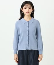 F1SGD31150 MK MICHEL KLEIN(小さいサイズ)(メゾン ドゥ サンク) 【小さいサイズ】襟付きニットプルオーバー/洗える ライトブルー