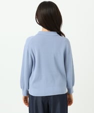 F1SGD31150 MK MICHEL KLEIN(小さいサイズ)(メゾン ドゥ サンク) 【小さいサイズ】襟付きニットプルオーバー/洗える ライトブルー