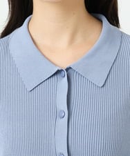 F1SGD31150 MK MICHEL KLEIN(小さいサイズ)(メゾン ドゥ サンク) 【小さいサイズ】襟付きニットプルオーバー/洗える ライトブルー