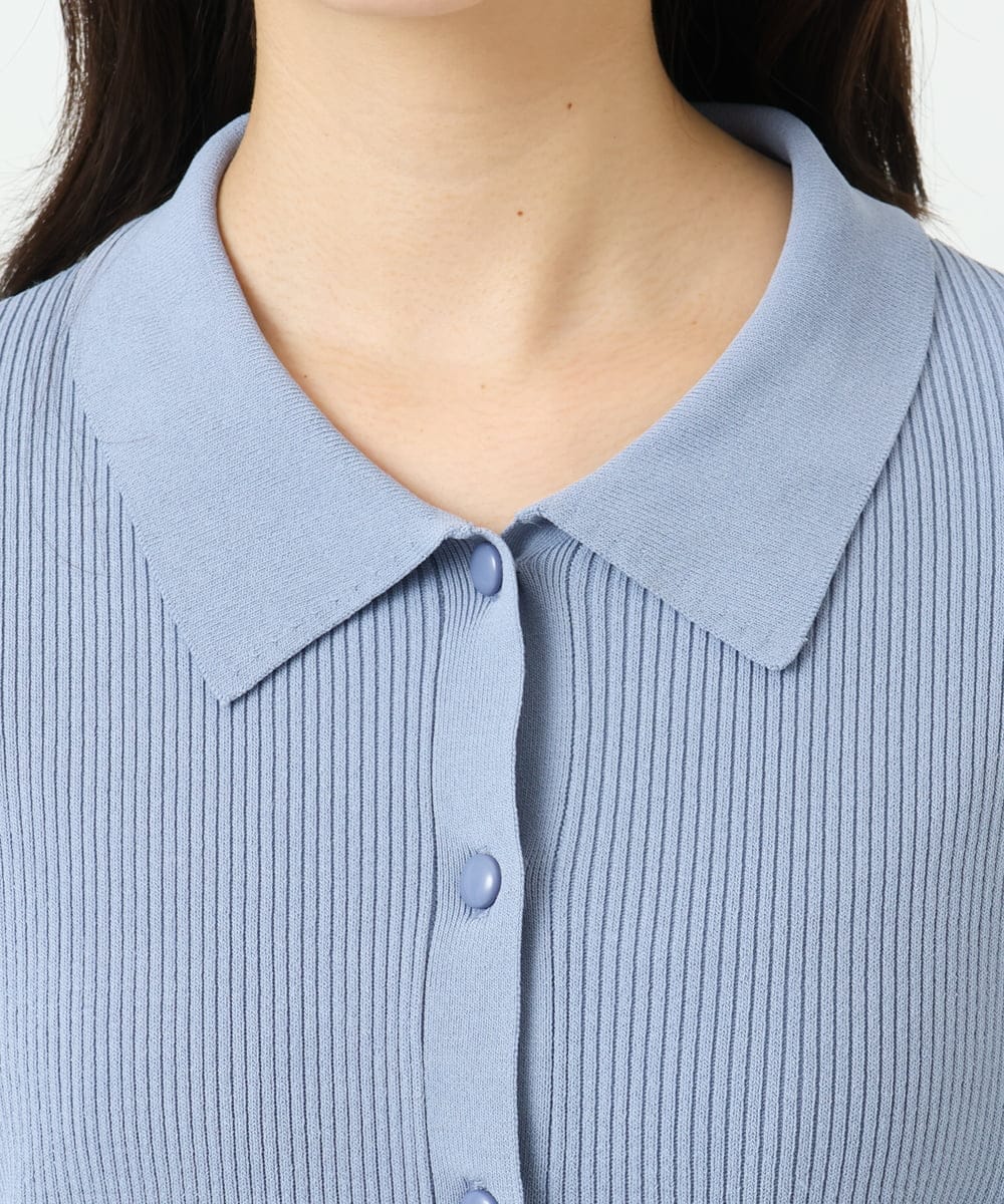 F1SGD31150 MK MICHEL KLEIN(小さいサイズ)(メゾン ドゥ サンク) 【小さいサイズ】襟付きニットプルオーバー/洗える ライトブルー