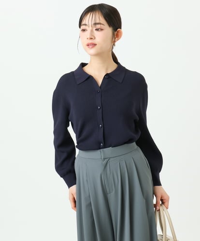 F1SGD31150 MK MICHEL KLEIN(小さいサイズ) 【小さいサイズ】襟付きニットプルオーバー/洗える