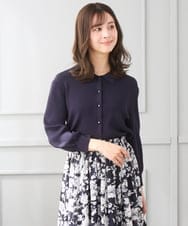 F1SGD31150 MK MICHEL KLEIN(小さいサイズ)(メゾン ドゥ サンク) 【小さいサイズ】襟付きニットプルオーバー/洗える ネイビー