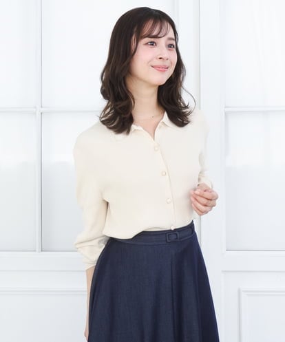 F1SGD31150 MK MICHEL KLEIN(小さいサイズ) 【小さいサイズ】襟付きニットプルオーバー/洗える