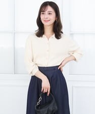F1SGD31150 MK MICHEL KLEIN(小さいサイズ)(メゾン ドゥ サンク) 【小さいサイズ】襟付きニットプルオーバー/洗える ベージュ