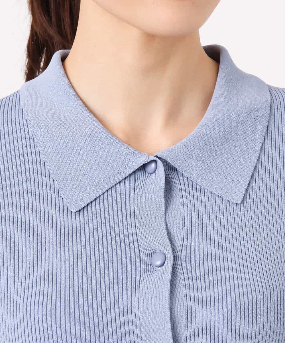 F1SGD31150 MK MICHEL KLEIN(小さいサイズ)(メゾン ドゥ サンク) 【小さいサイズ】襟付きニットプルオーバー/洗える ライトブルー