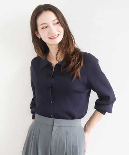 F1SGD31150 MK MICHEL KLEIN(小さいサイズ) 【小さいサイズ】襟付きニットプルオーバー/洗える