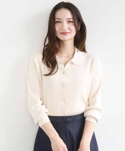 F1SGD31150 MK MICHEL KLEIN(小さいサイズ) 【小さいサイズ】襟付きニットプルオーバー/洗える