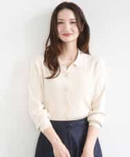 F1SGD31150 MK MICHEL KLEIN(小さいサイズ)(メゾン ドゥ サンク) 【小さいサイズ】襟付きニットプルオーバー/洗える ベージュ