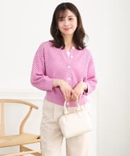 F1SGD32150 MK MICHEL KLEIN(小さいサイズ)(メゾン ドゥ サンク) 【小さいサイズ】アイレット編みニット/前後2way/洗える ピンク