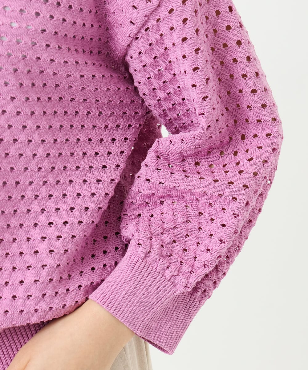 F1SGD32150 MK MICHEL KLEIN(小さいサイズ)(メゾン ドゥ サンク) 【小さいサイズ】アイレット編みニット/前後2way/洗える ピンク