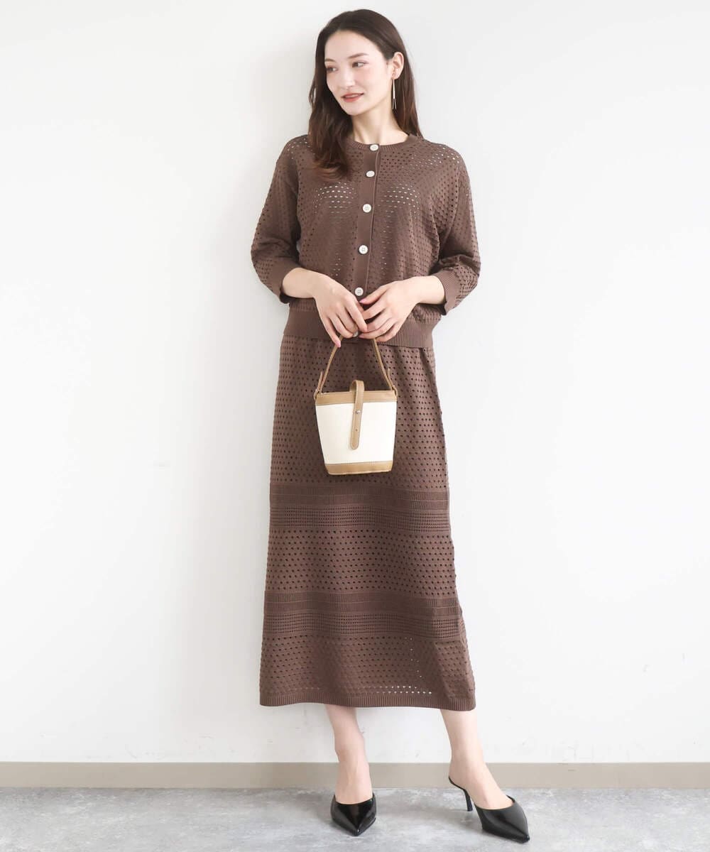 F1SGD32150 MK MICHEL KLEIN(小さいサイズ)(メゾン ドゥ サンク) 【小さいサイズ】アイレット編みニット/前後2way/洗える ピンク