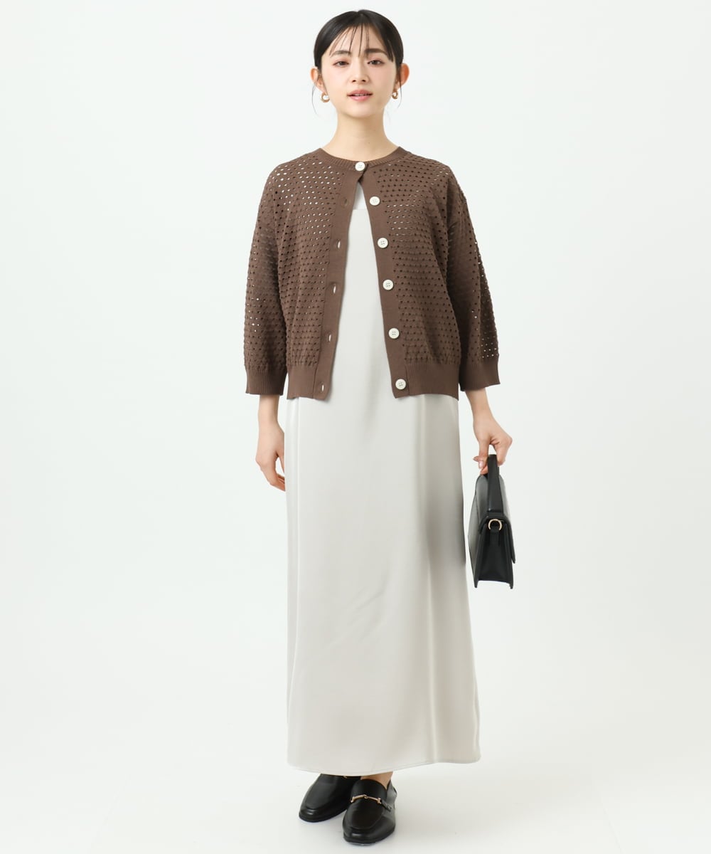 F1SGD32150 MK MICHEL KLEIN(小さいサイズ)(メゾン ドゥ サンク) 【小さいサイズ】アイレット編みニット/前後2way/洗える ピンク