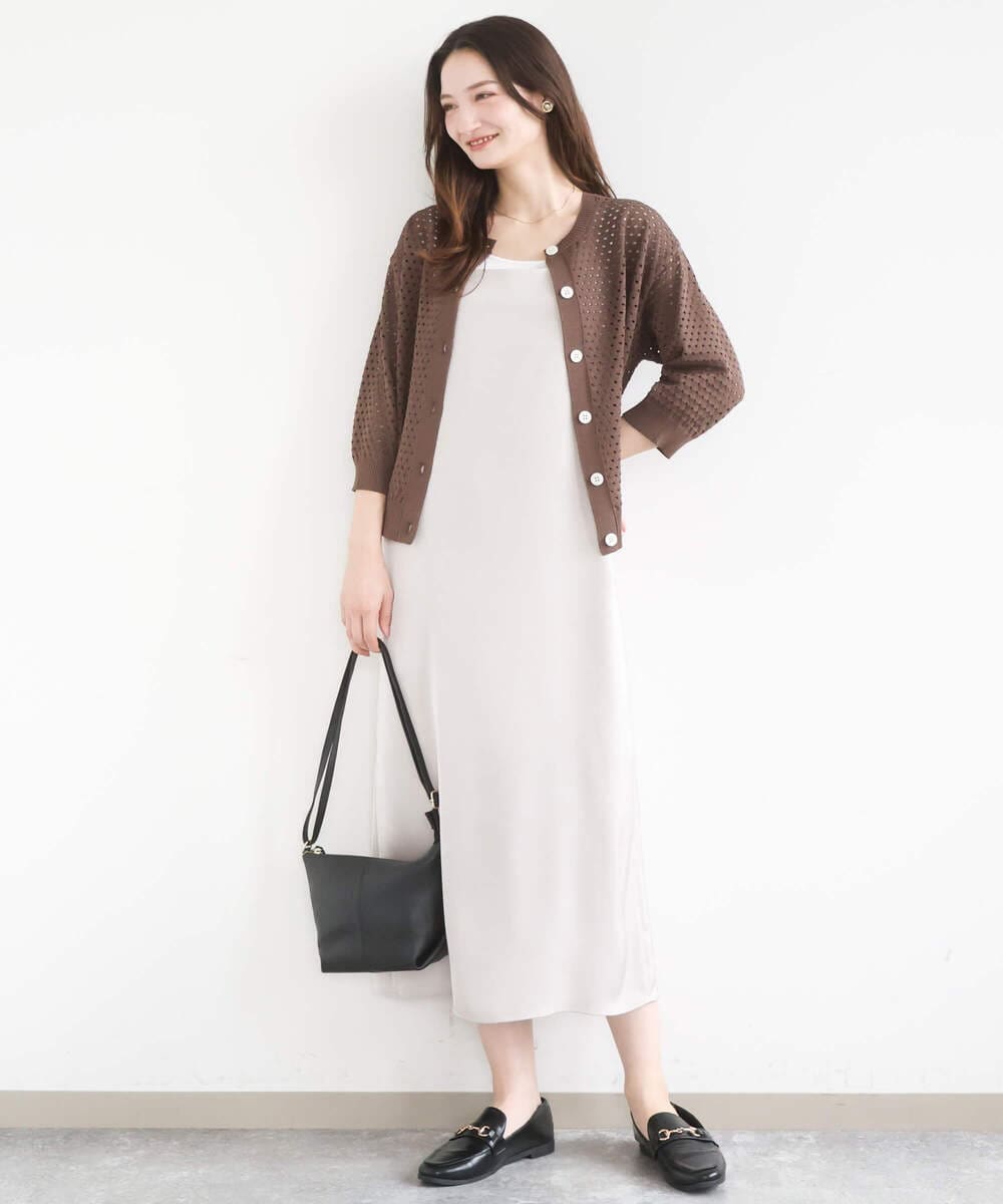 F1SGD32150 MK MICHEL KLEIN(小さいサイズ)(メゾン ドゥ サンク) 【小さいサイズ】アイレット編みニット/前後2way/洗える ピンク