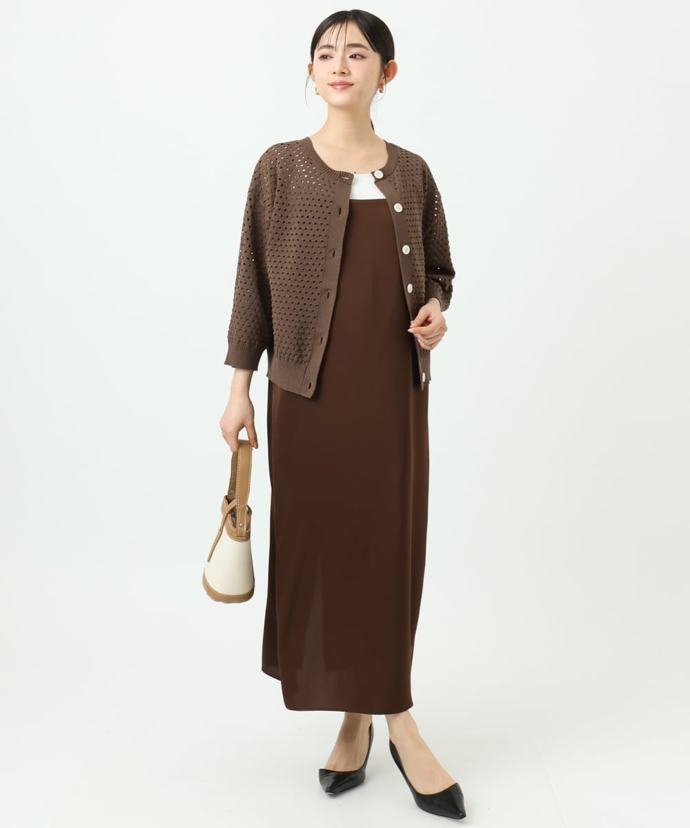 F1SGD32150 MK MICHEL KLEIN(小さいサイズ)(メゾン ドゥ サンク) 【小さいサイズ】アイレット編みニット/前後2way/洗える ピンク