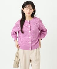 F1SGD32150 MK MICHEL KLEIN(小さいサイズ)(メゾン ドゥ サンク) 【小さいサイズ】アイレット編みニット/前後2way/洗える ピンク