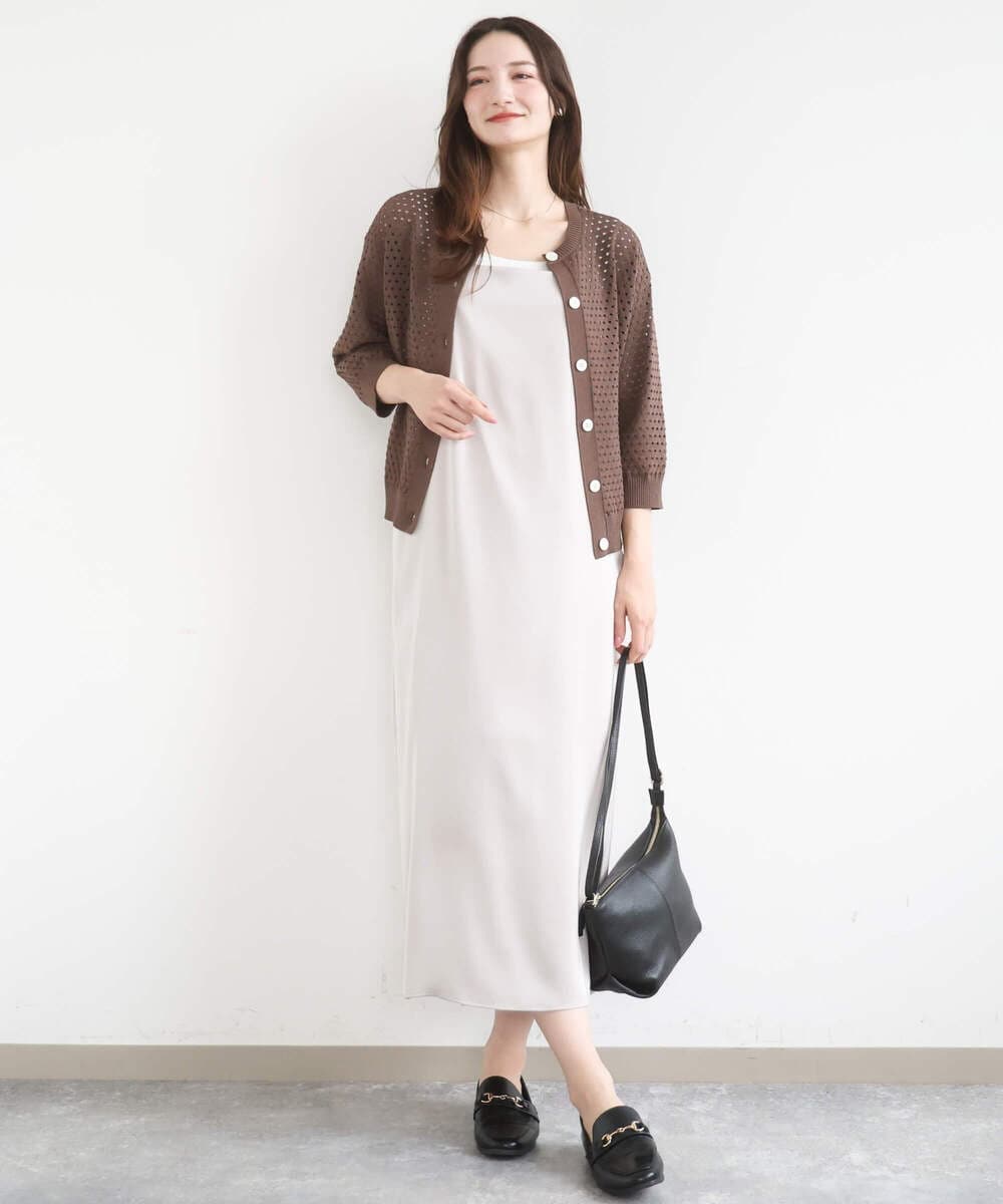 F1SGD32150 MK MICHEL KLEIN(小さいサイズ)(メゾン ドゥ サンク) 【小さいサイズ】アイレット編みニット/前後2way/洗える ピンク