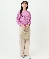 F1SGD32150 MK MICHEL KLEIN(小さいサイズ)(メゾン ドゥ サンク) 【小さいサイズ】アイレット編みニット/前後2way/洗える ピンク