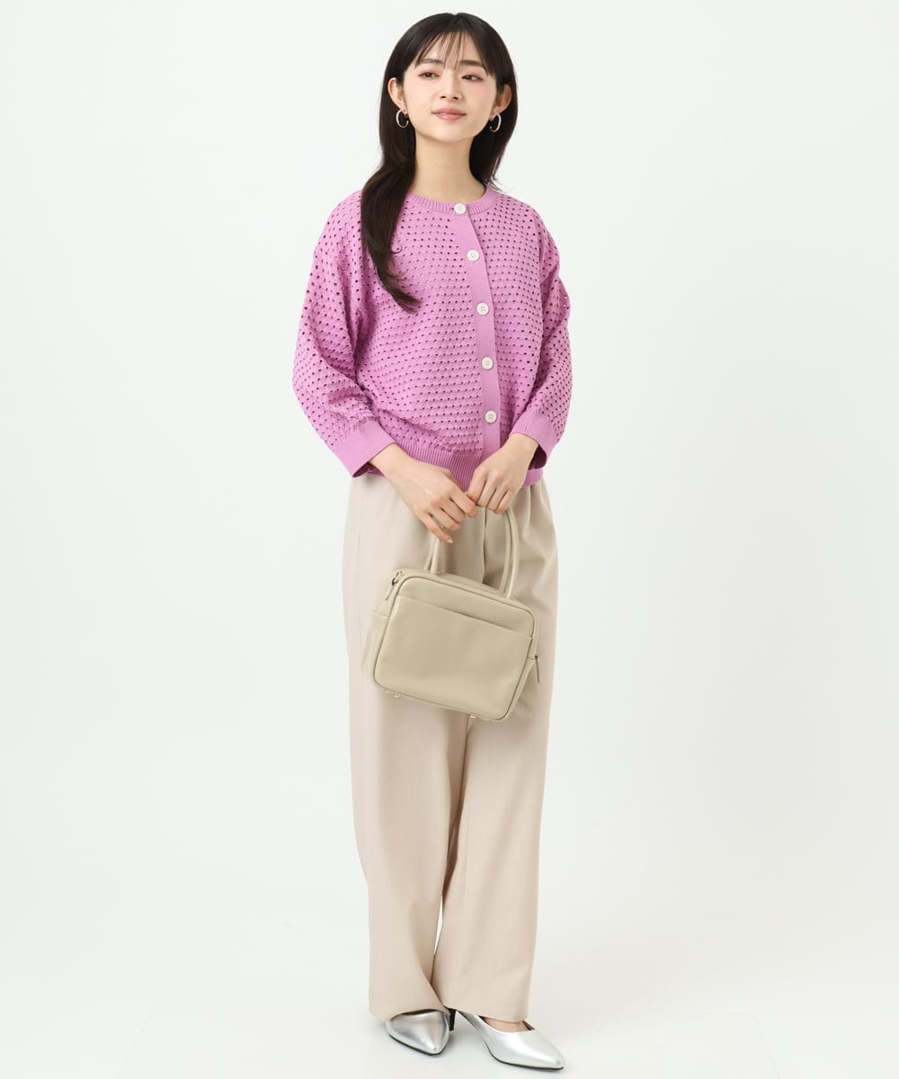 F1SGD32150 MK MICHEL KLEIN(小さいサイズ)(メゾン ドゥ サンク) 【小さいサイズ】アイレット編みニット/前後2way/洗える ピンク