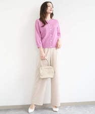 F1SGD32150 MK MICHEL KLEIN(小さいサイズ)(メゾン ドゥ サンク) 【小さいサイズ】アイレット編みニット/前後2way/洗える ピンク