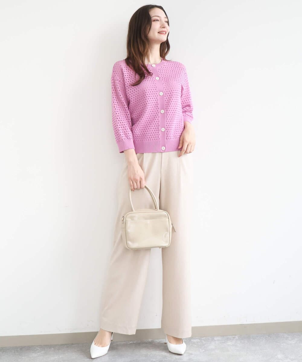 F1SGD32150 MK MICHEL KLEIN(小さいサイズ)(メゾン ドゥ サンク) 【小さいサイズ】アイレット編みニット/前後2way/洗える ピンク