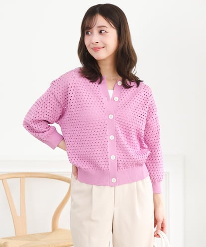 F1SGD32150 MK MICHEL KLEIN(小さいサイズ) 【小さいサイズ】アイレット編みニット/前後2way/洗える