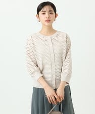 F1SGD32150 MK MICHEL KLEIN(小さいサイズ)(メゾン ドゥ サンク) 【小さいサイズ】アイレット編みニット/前後2way/洗える ピンク