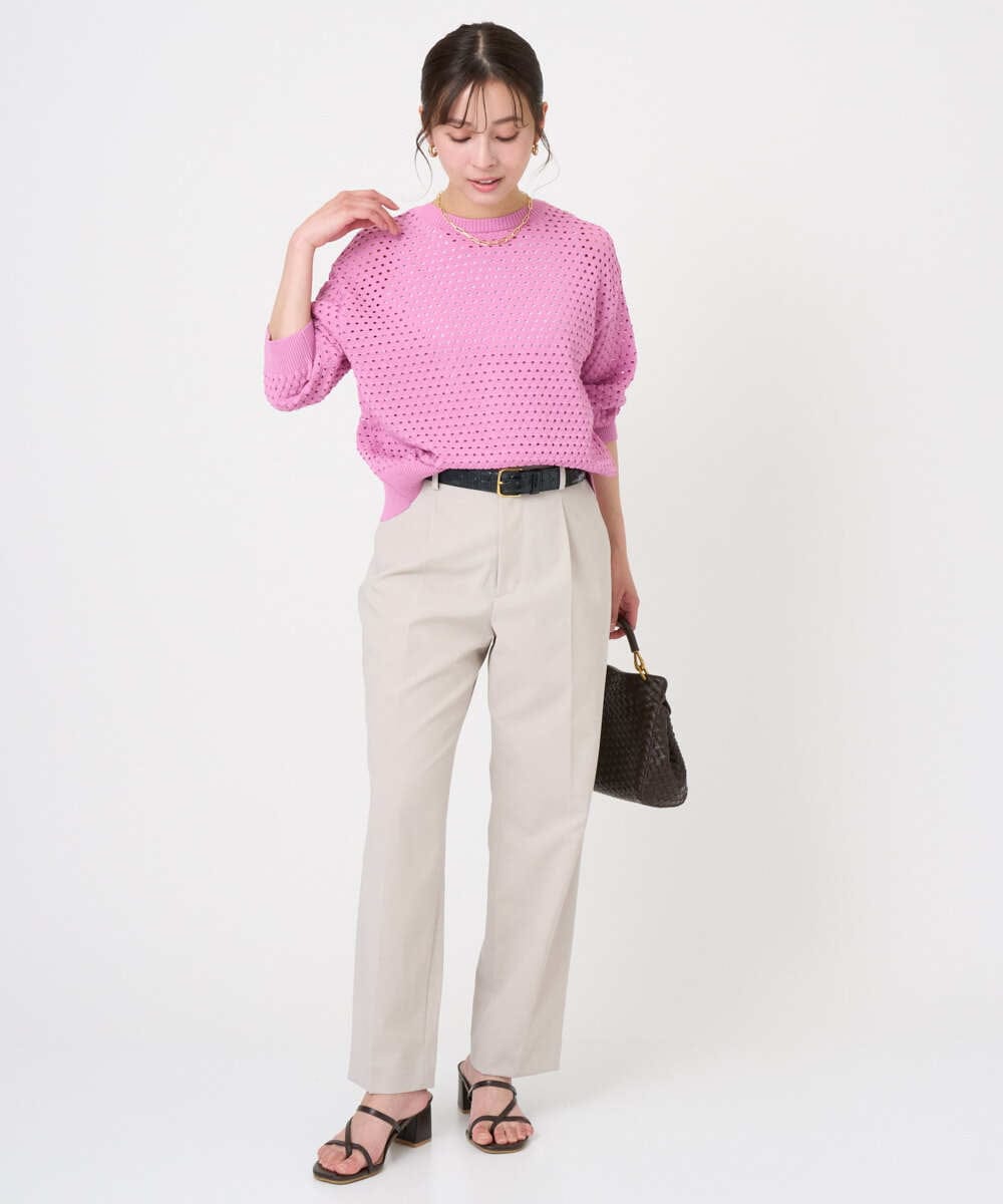 F1SGD32150 MK MICHEL KLEIN(小さいサイズ)(メゾン ドゥ サンク) 【小さいサイズ】アイレット編みニット/前後2way/洗える ピンク