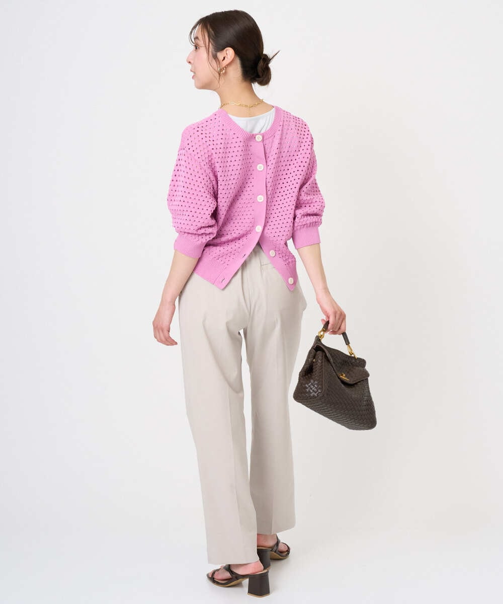 F1SGD32150 MK MICHEL KLEIN(小さいサイズ)(メゾン ドゥ サンク) 【小さいサイズ】アイレット編みニット/前後2way/洗える ピンク