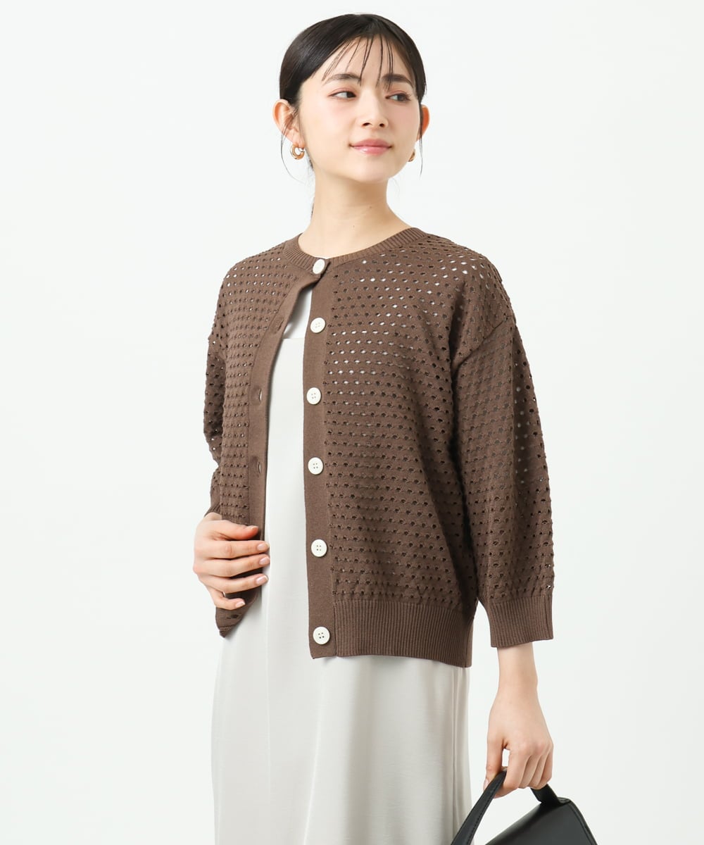 F1SGD32150 MK MICHEL KLEIN(小さいサイズ)(メゾン ドゥ サンク) 【小さいサイズ】アイレット編みニット/前後2way/洗える ピンク