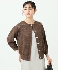 F1SGD32150 MK MICHEL KLEIN(小さいサイズ)(メゾン ドゥ サンク) 【小さいサイズ】アイレット編みニット/前後2way/洗える ピンク