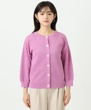 F1SGD32150 MK MICHEL KLEIN(小さいサイズ)(メゾン ドゥ サンク) 【小さいサイズ】アイレット編みニット/前後2way/洗える ピンク